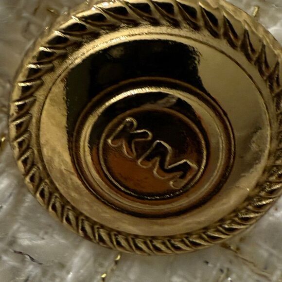 Karen Millen Metallic Tweed Peplum Hem Short Dress Ivory Size 10 - Picture 4 of 10